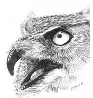 Wildlife Art - Great Horned Owl - Marker